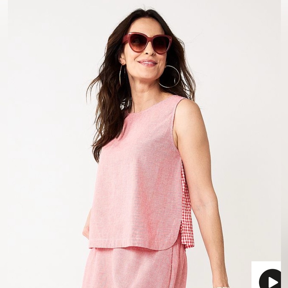 Croft & Barrow Red Plaid Checkered Top - Picture 2 of 12
